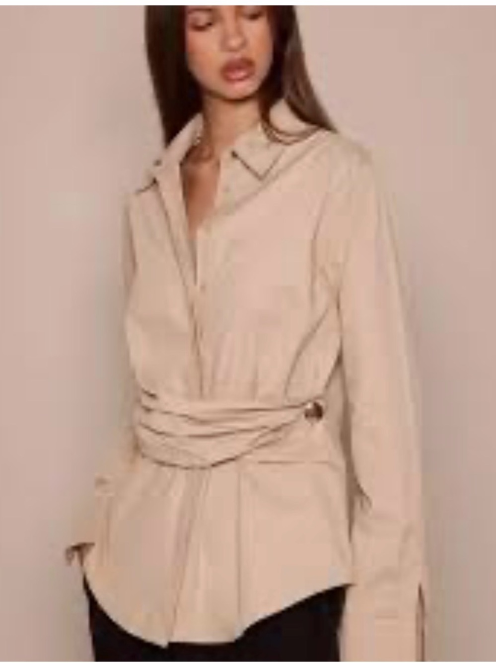 NWT Womens Belted Shirt Jacket in Beige size 3x runs small